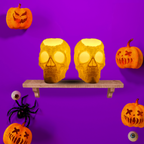 Skull Faux Candle Holder - Battery operated tealight candle included