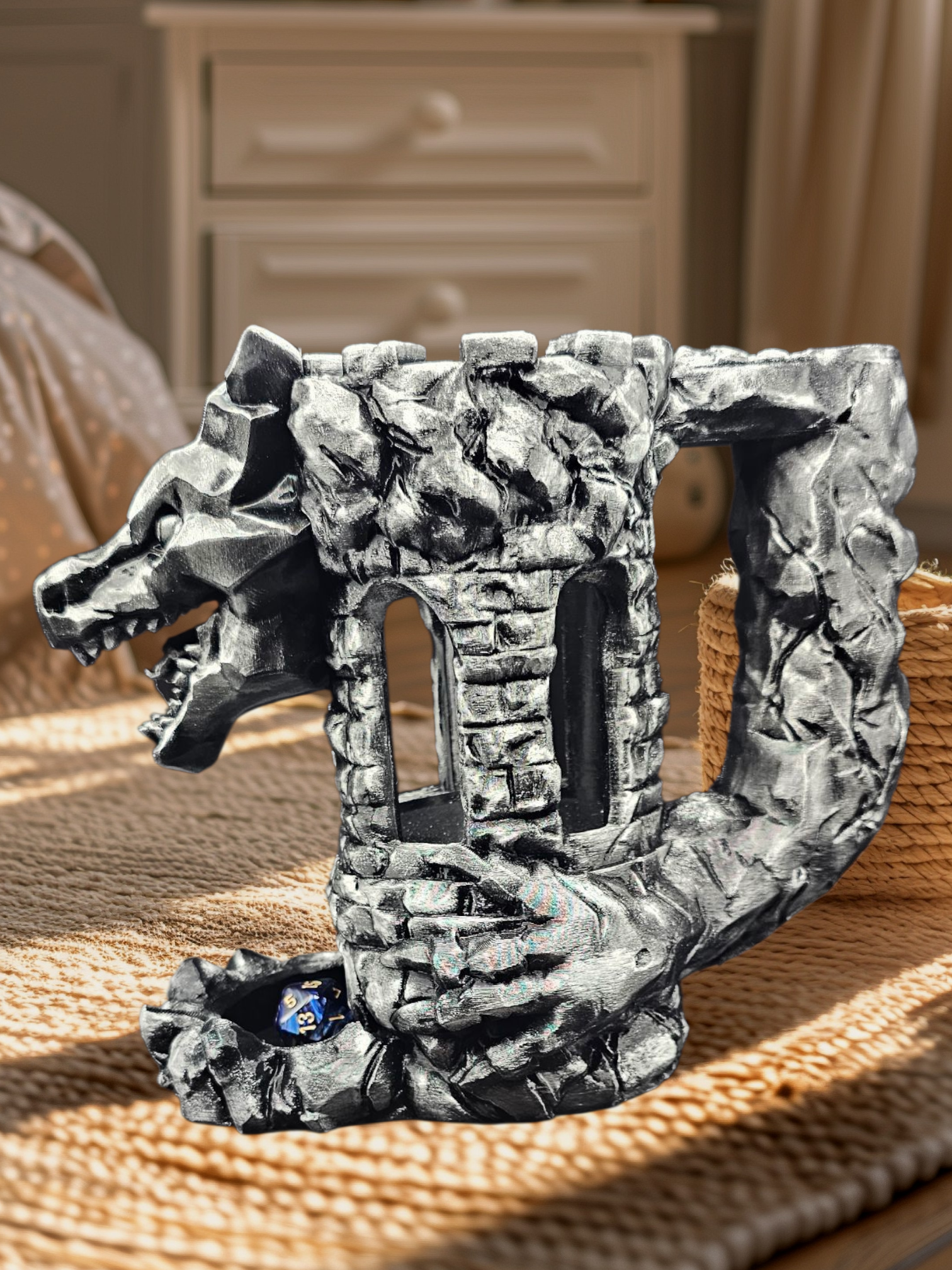 Dragon/Castle Dice Tower & Drink Holder - 3D Printed PETG