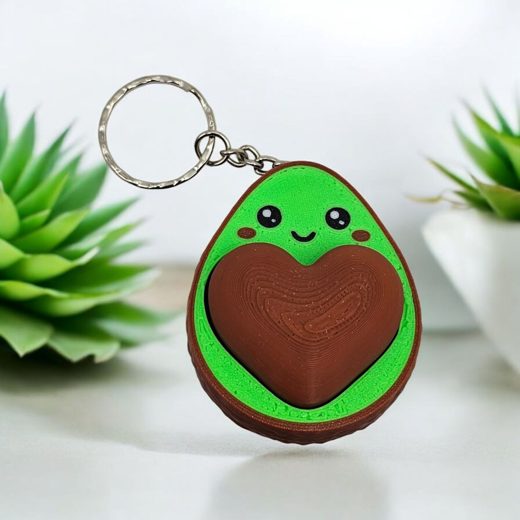 Avocado Heart Fidget Clicker Keychain - 3D Printed