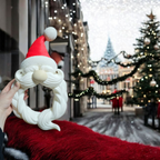 Gnome Santa Beard & Hat Christmas Wreath – 3D Printed PLA with Textured Fuzzy Skin - Holiday Home Decor