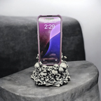 Skull Pile Phone Stand – Hand Painted, 3D Printed Gothic Desk Accessory (Pewter or Gold)