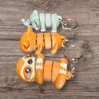 Flexi Pet, Sloth, Cat, and Elephant Keychains 3 PACK - 3 Printed