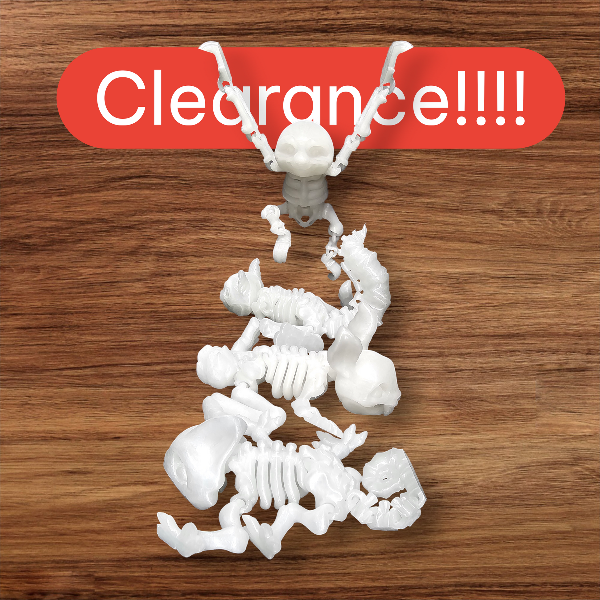 3D Printed Articulated Skeleton Sloth, Rabbit, Squirrel, Chameleon - 4 PACK