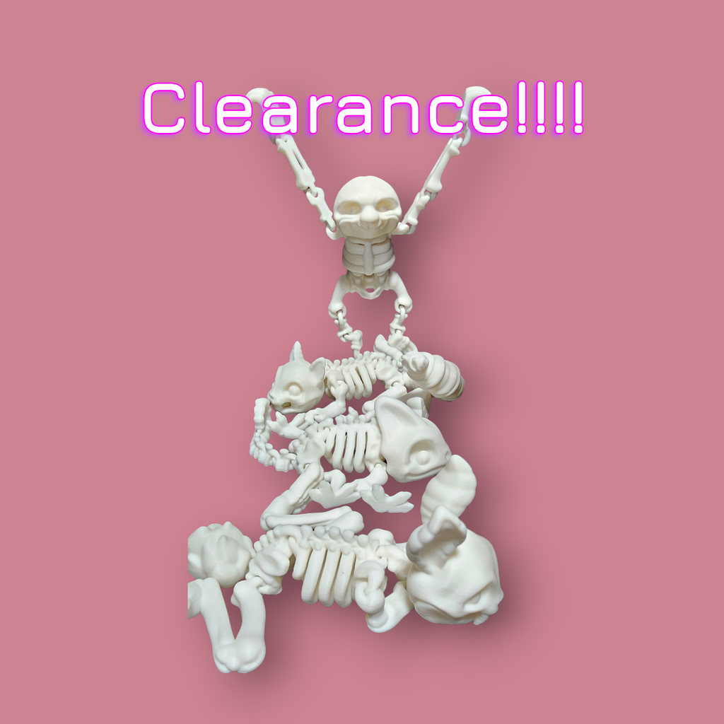 3D Printed Articulated Skeleton Sloth, Rabbit, Squirrel, Chameleon - 4 PACK