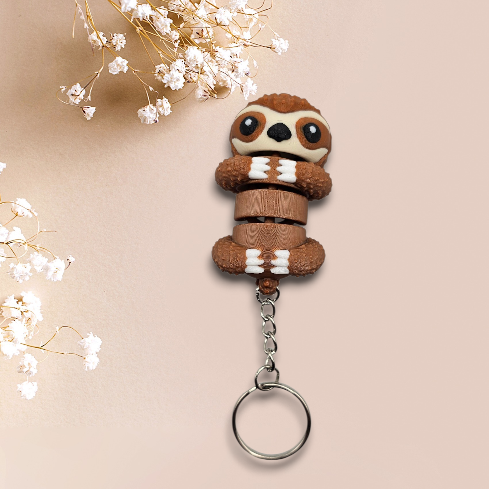 Flexi Pet, Sloth, Cat, and Elephant Keychains 3 PACK - 3 Printed