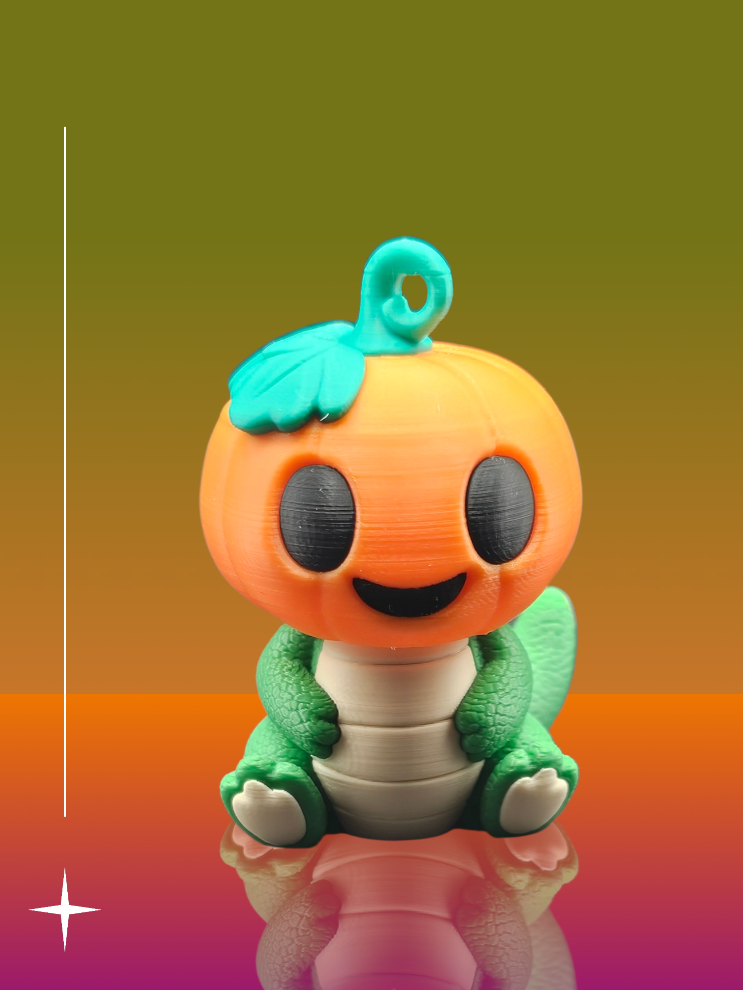 Pumpkin Dinosaur Keychain - 3 Printed