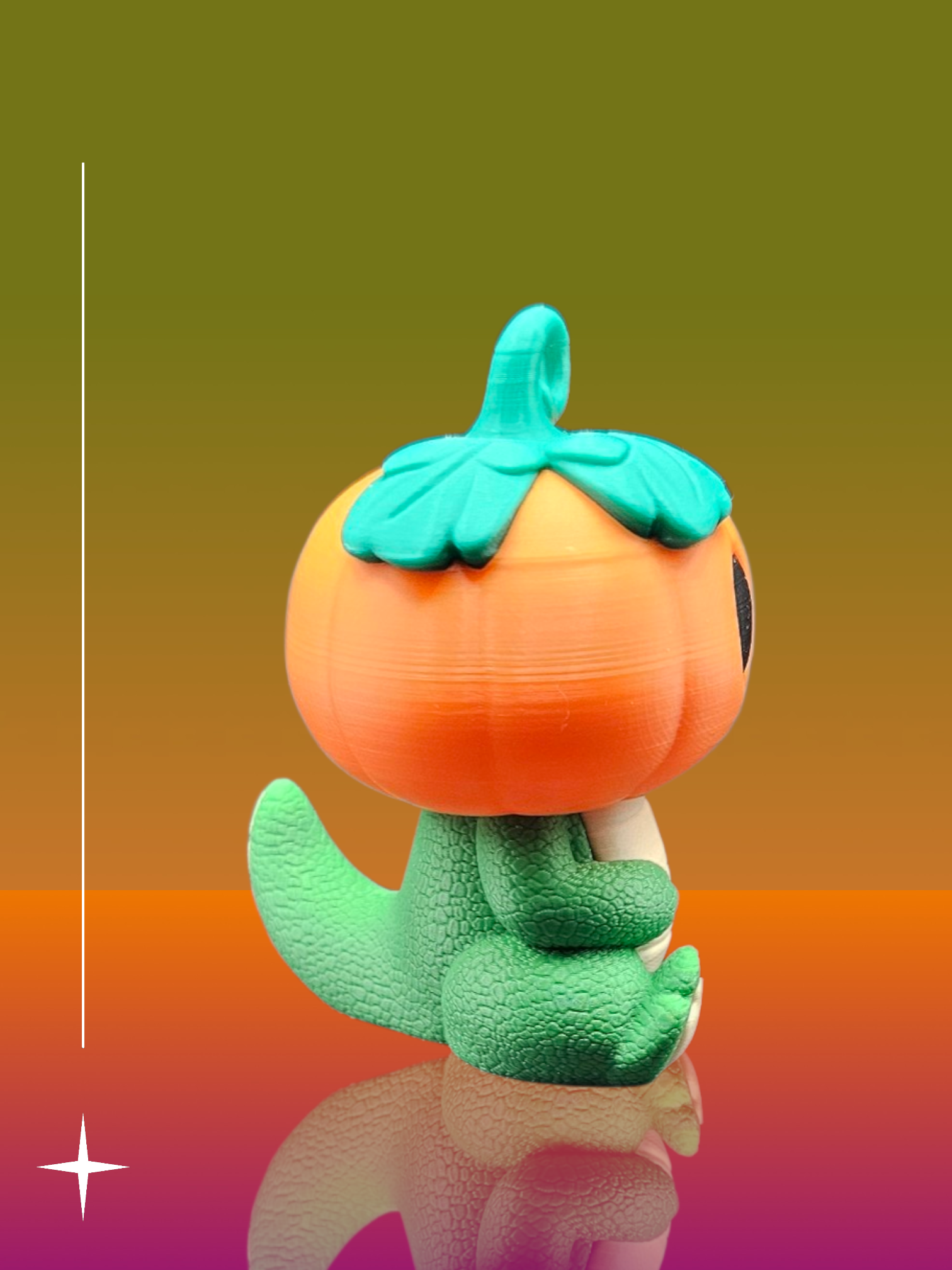 Pumpkin Dinosaur Keychain - 3 Printed