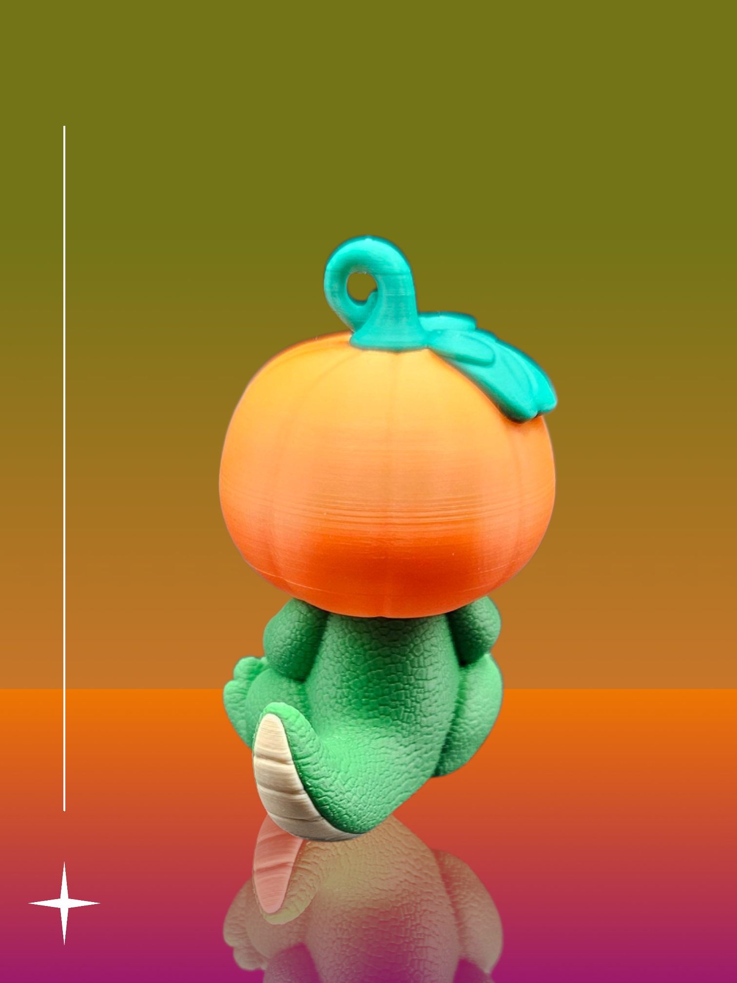Pumpkin Dinosaur Keychain - 3 Printed