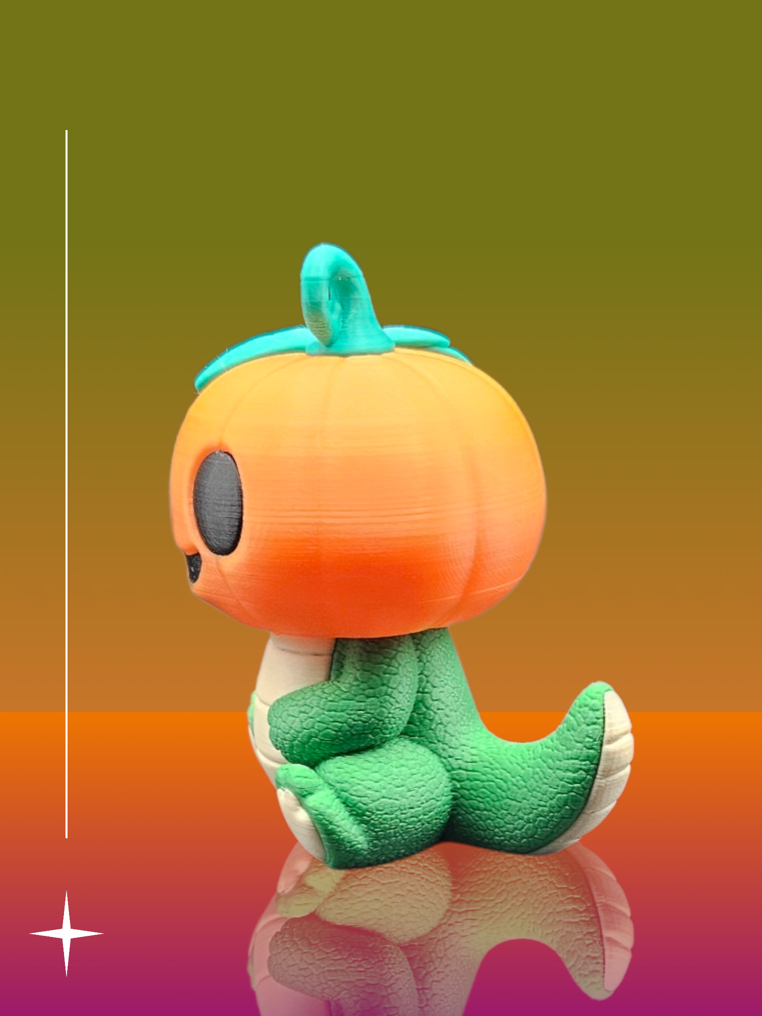 Pumpkin Dinosaur Keychain - 3 Printed