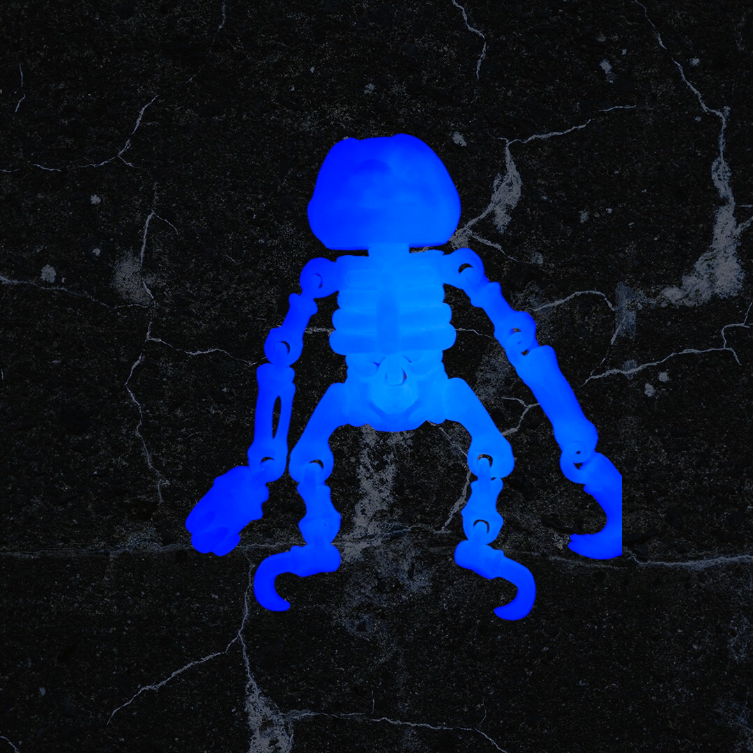 3D Printed Articulated Skeleton Sloth, Rabbit, Squirrel, Chameleon - 4 PACK