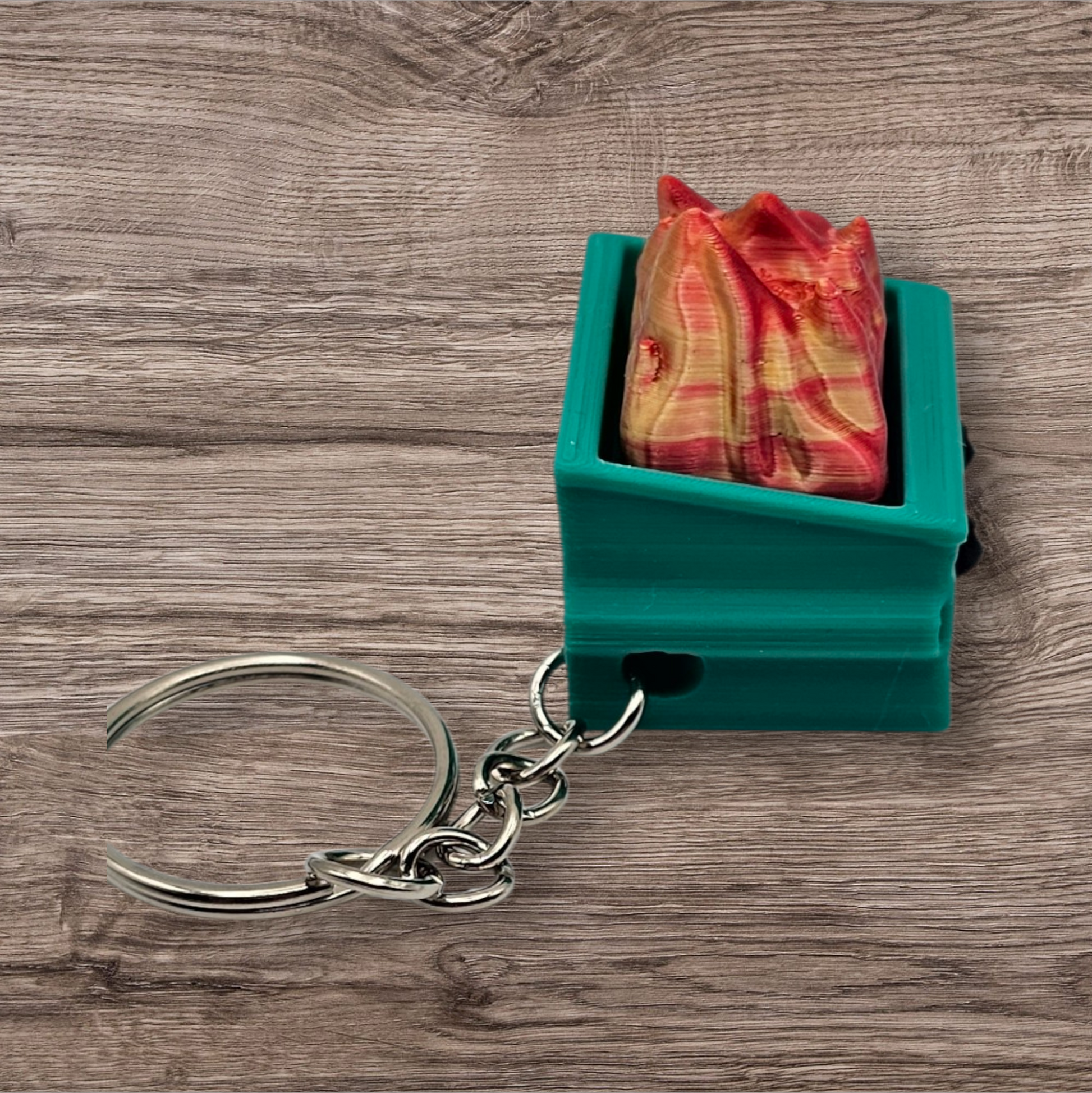 3 Printed Happy Little Dumpster Fire Fidget Clicker Keychain - Bag charm/ Backpack Accessory