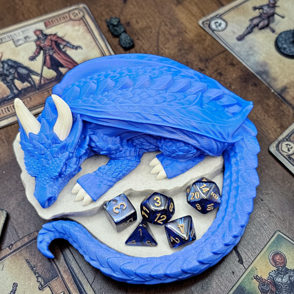Sleeping Dragon Dice Holder – Nap Twenty - D and D/Tabletop Gaming Accessory - Gift for RPG Gamers - 3D Printed