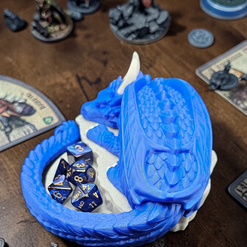 Sleeping Dragon Dice Holder – Nap Twenty - D and D/Tabletop Gaming Accessory - Gift for RPG Gamers - 3D Printed