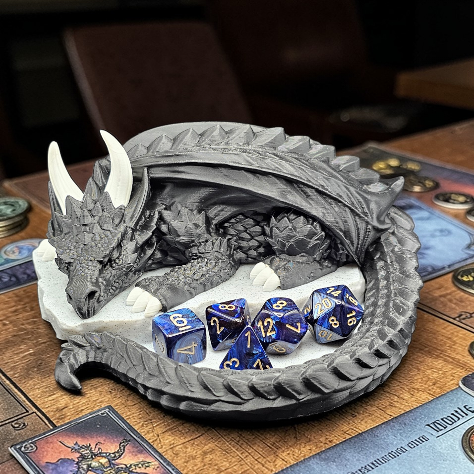 Sleeping Dragon Dice Holder – Nap Twenty - D and D/Tabletop Gaming Accessory - Gift for RPG Gamers - 3D Printed