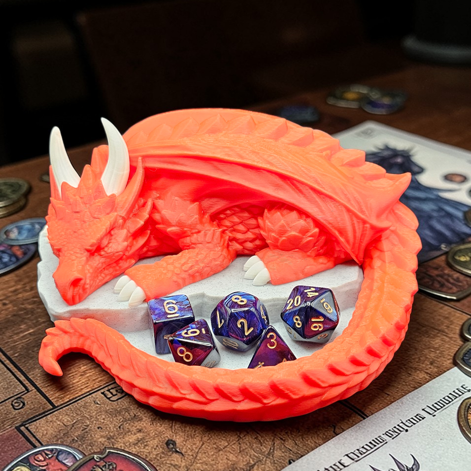 Sleeping Dragon Dice Holder – Nap Twenty - D and D/Tabletop Gaming Accessory - Gift for RPG Gamers - 3D Printed