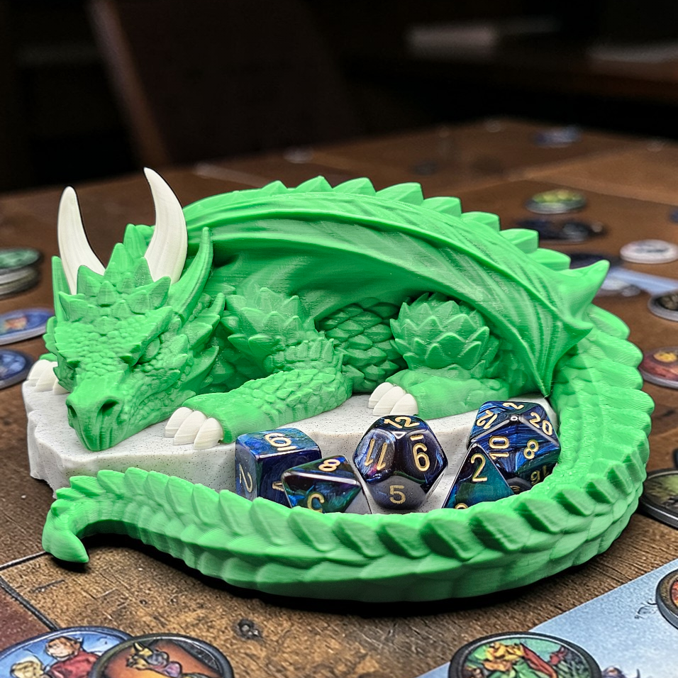 Sleeping Dragon Dice Holder – Nap Twenty - D and D/Tabletop Gaming Accessory - Gift for RPG Gamers - 3D Printed