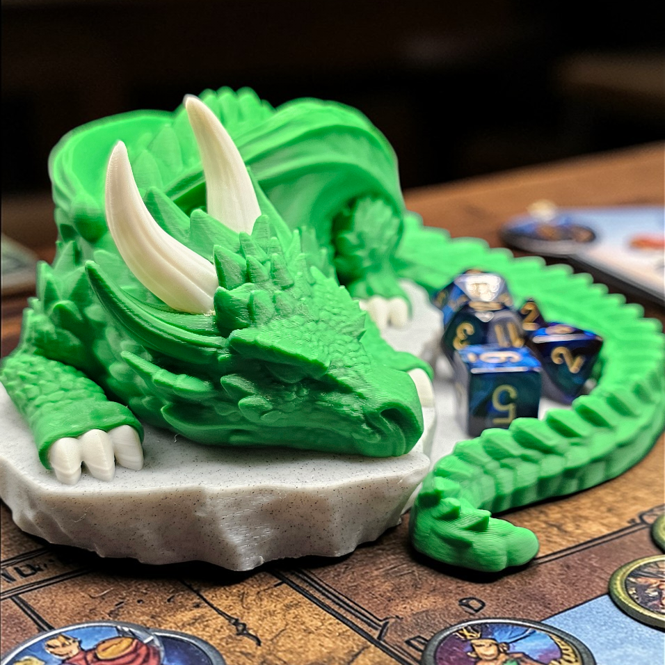 Sleeping Dragon Dice Holder – Nap Twenty - D and D/Tabletop Gaming Accessory - Gift for RPG Gamers - 3D Printed