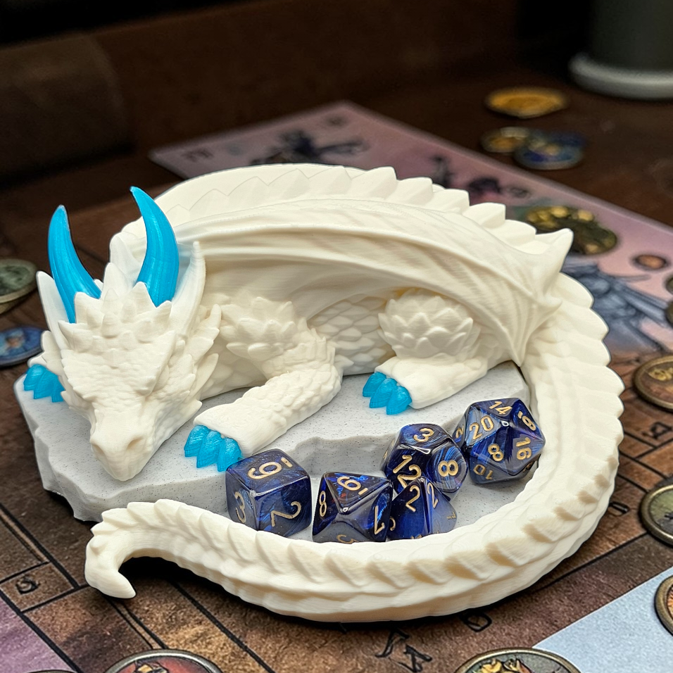 Sleeping Dragon Dice Holder – Nap Twenty - D and D/Tabletop Gaming Accessory - Gift for RPG Gamers - 3D Printed
