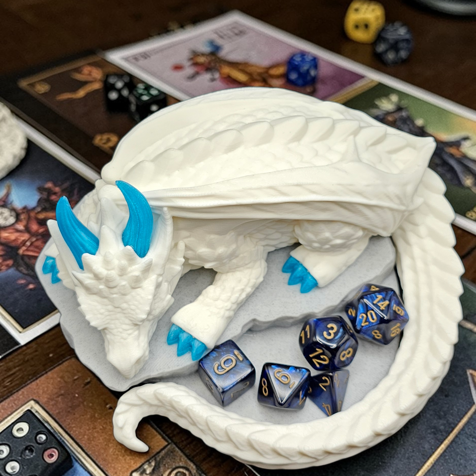 Sleeping Dragon Dice Holder – Nap Twenty - D and D/Tabletop Gaming Accessory - Gift for RPG Gamers - 3D Printed