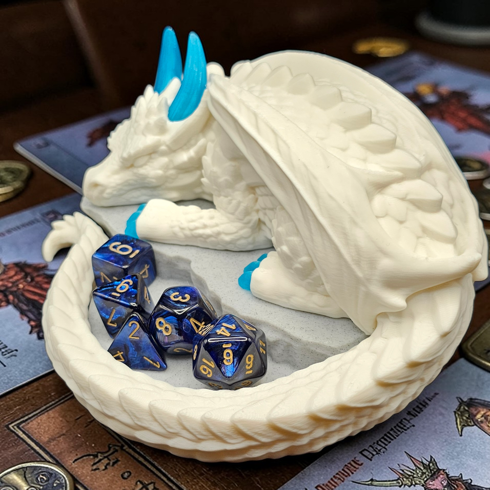 Sleeping Dragon Dice Holder – Nap Twenty - D and D/Tabletop Gaming Accessory - Gift for RPG Gamers - 3D Printed