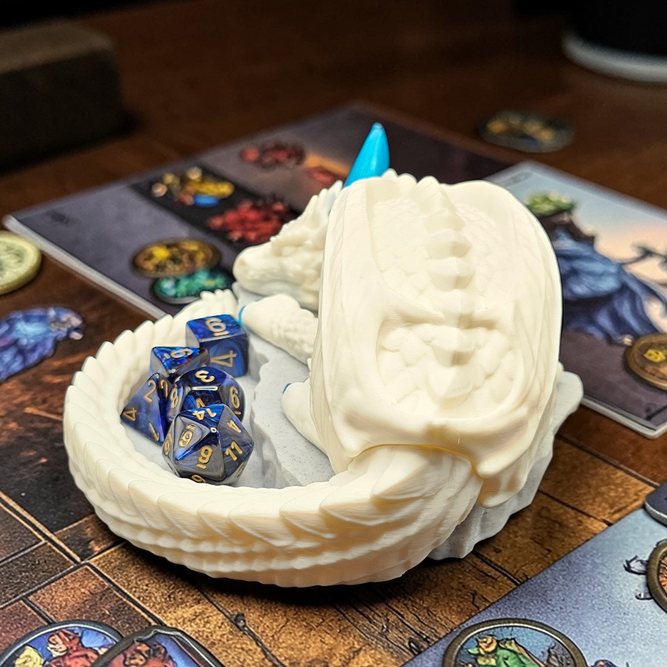Sleeping Dragon Dice Holder – Nap Twenty - D and D/Tabletop Gaming Accessory - Gift for RPG Gamers - 3D Printed