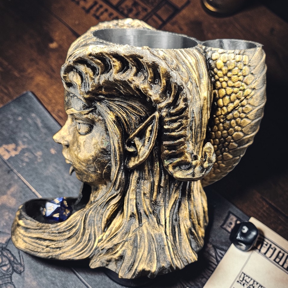 Elven Dice Tower & Drink Holder – 3D Printed PETG - Infernal Gambit