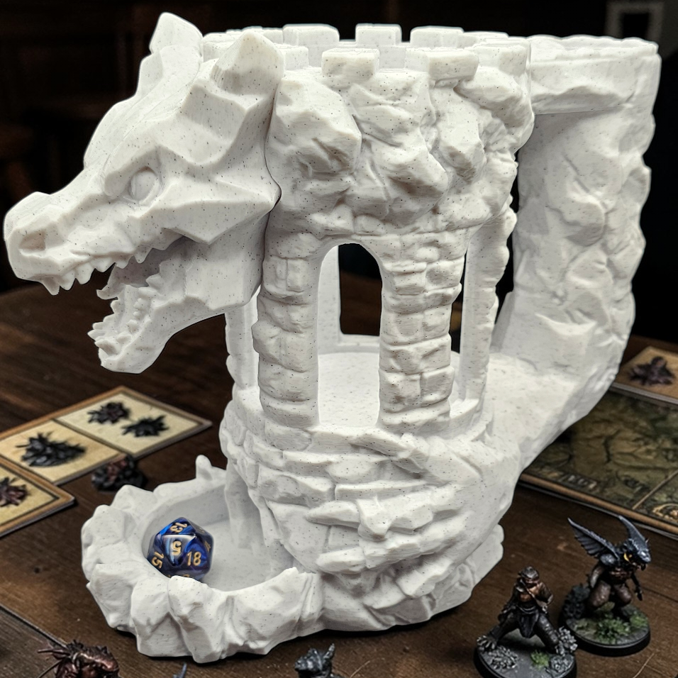 Dragon/Castle Dice Tower & Drink Holder - 3D Printed PETG