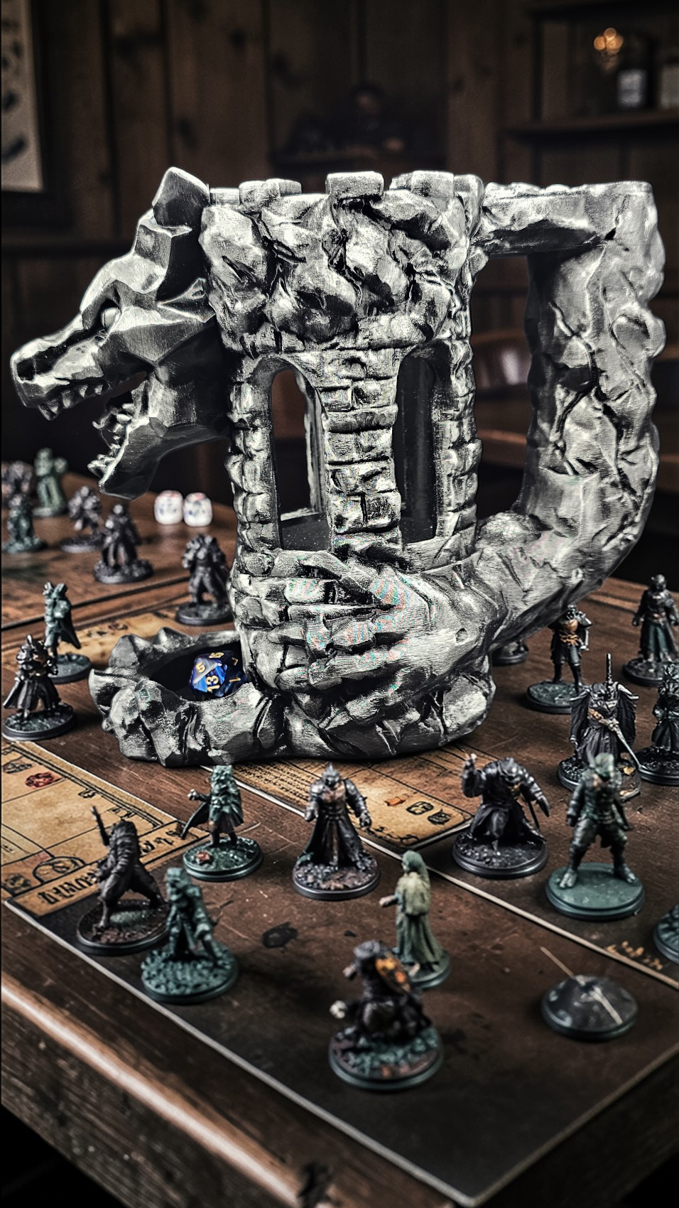 Dragon/Castle Dice Tower & Drink Holder - 3D Printed PETG