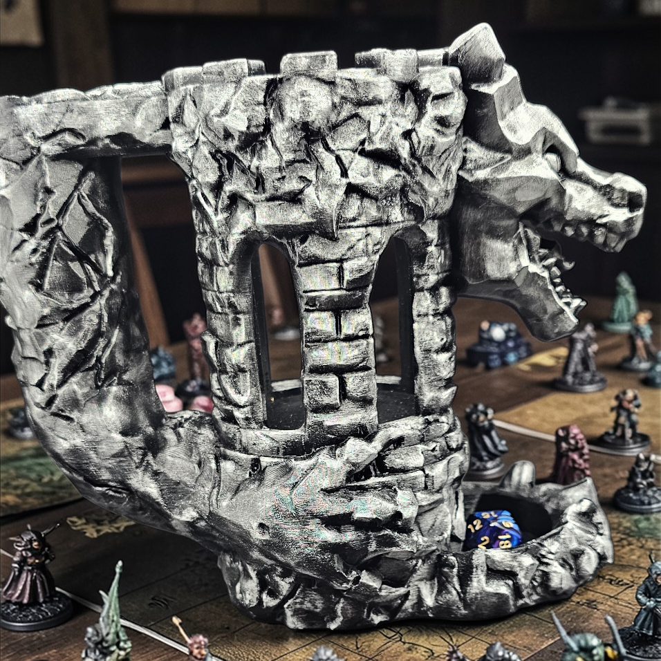 Dragon/Castle Dice Tower & Drink Holder - 3D Printed PETG