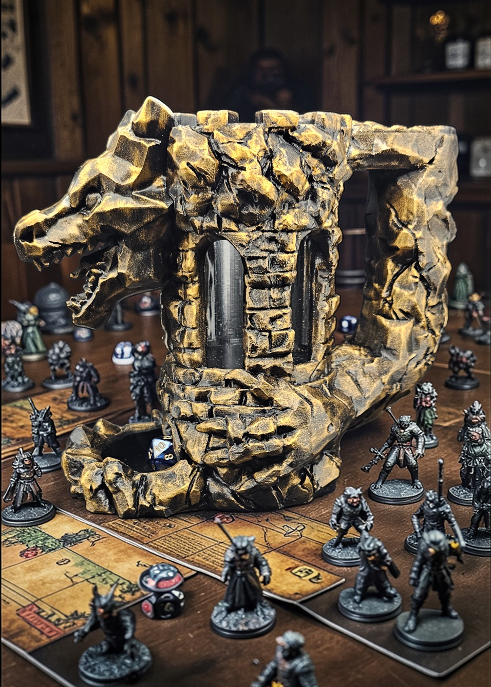 Dragon/Castle Dice Tower & Drink Holder - 3D Printed PETG