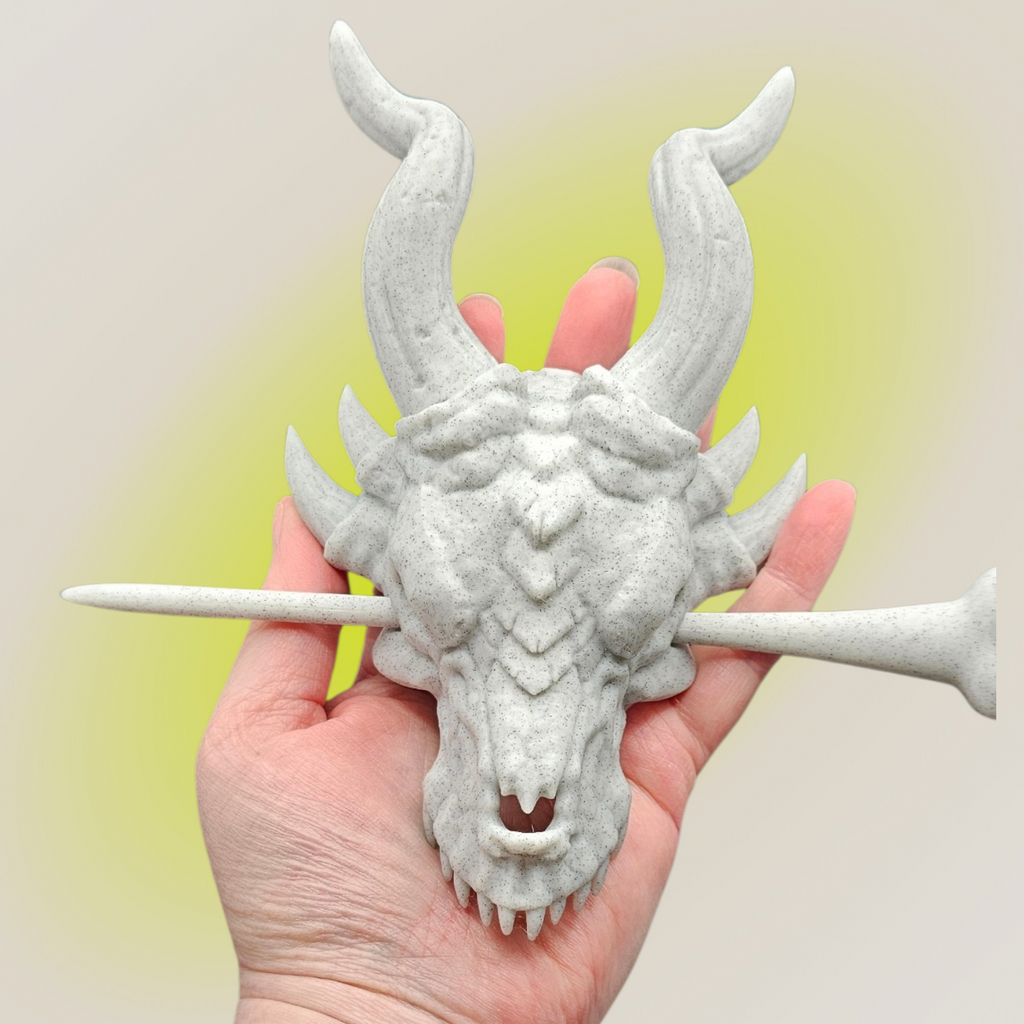 3D Printed Bone Dragon Skull Hair Pin