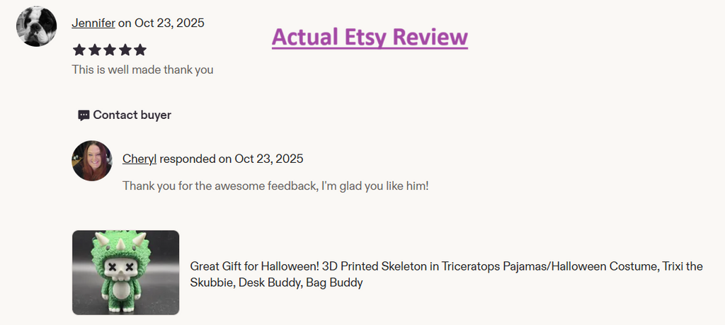 Skeleton in Triceratops/Dinosaur Pajamas/Halloween Costume, Trixi the Skubbie - 3D Printed