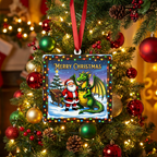 4" Santa & Dragon Acrylic Christmas Ornament