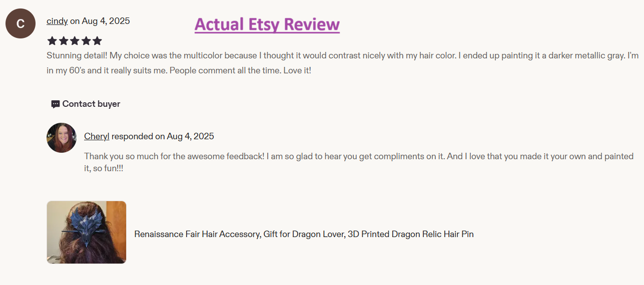 Dragon Relic Hair Pin - 3D Printed