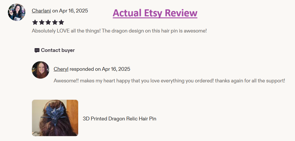 Dragon Relic Hair Pin - 3D Printed