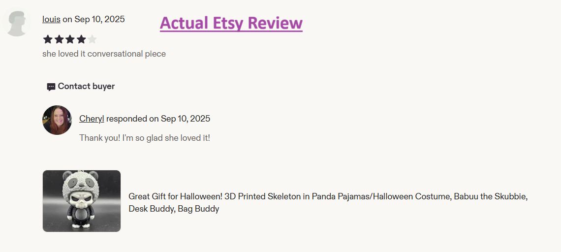 Skeleton in Panda Pajamas/Halloween Costume, Babuu the Skubbie - 3D Printed