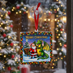 4" Santa & Dragon Acrylic Christmas Ornament