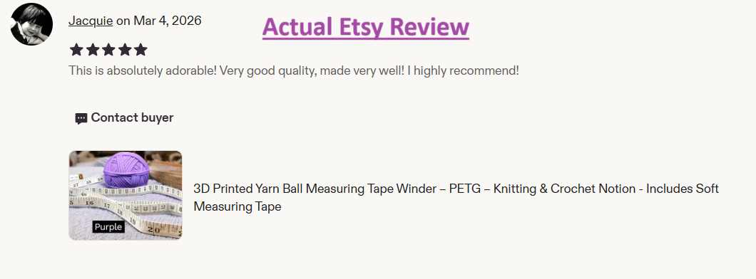 Yarn Ball Measuring Tape Winder - 3D Printed PETG- Includes Soft Tape Measure