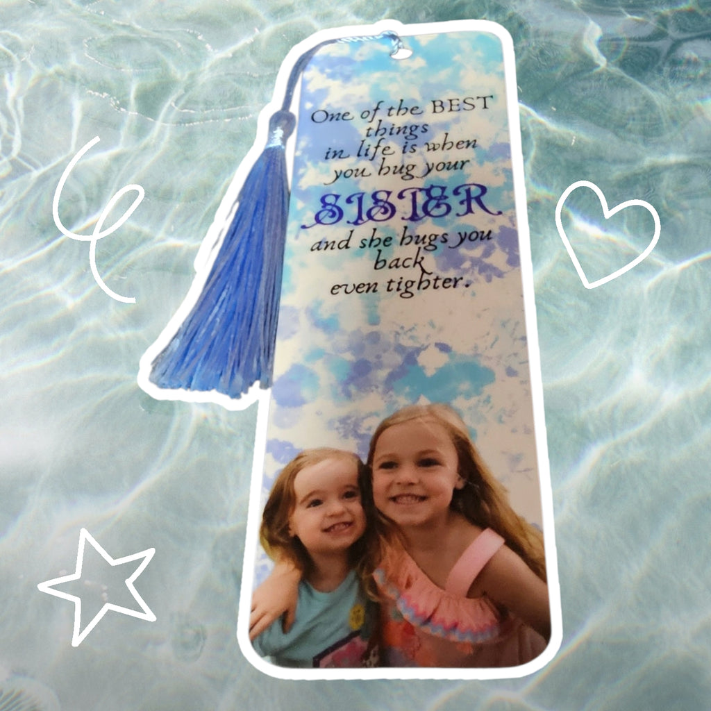 Personalized Photo Acrylic Bookmark - Sister Quote with Tassel & Gift Packaging