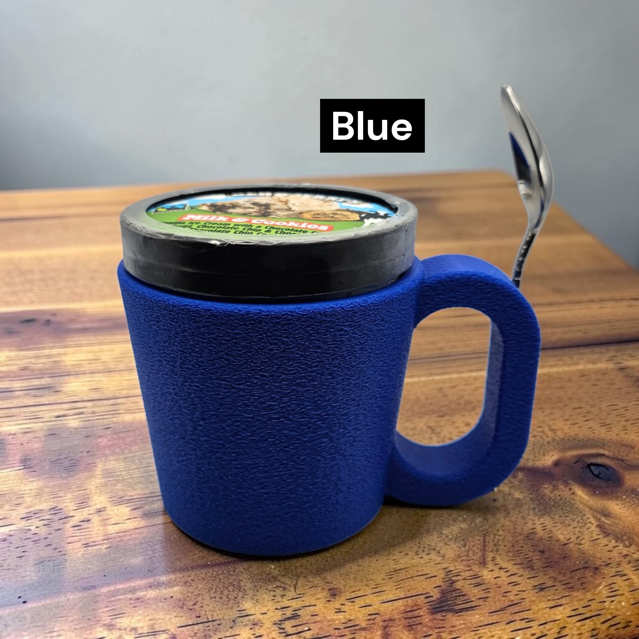 Pint Ice Cream Holder Mug Style with Spoon Holder -3D Printed