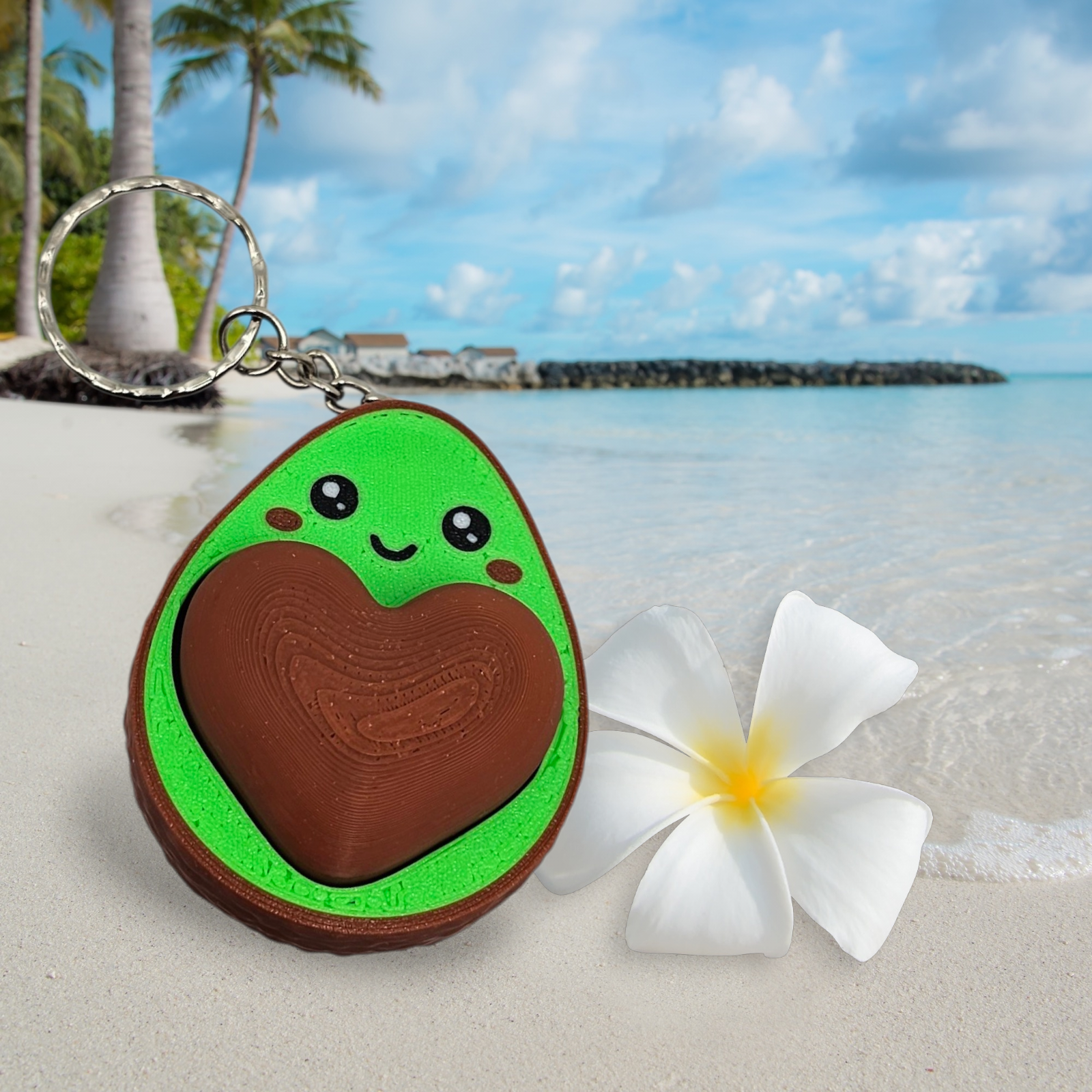 Avocado Heart Fidget Clicker Keychain - 3D Printed