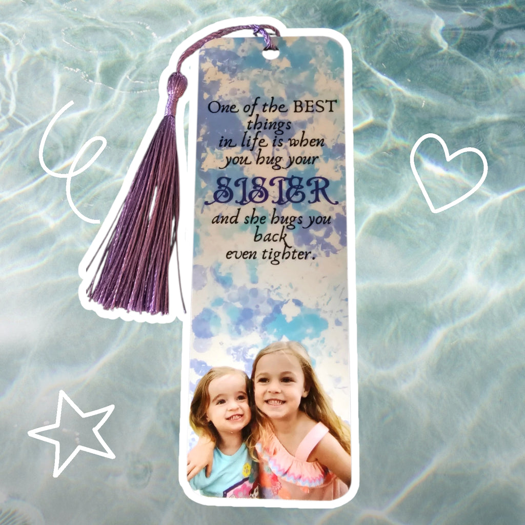 Personalized Photo Acrylic Bookmark - Sister Quote with Tassel & Gift Packaging