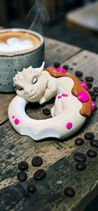 Sleeping Dragon Donut, "Dragonut" - 3D Printed