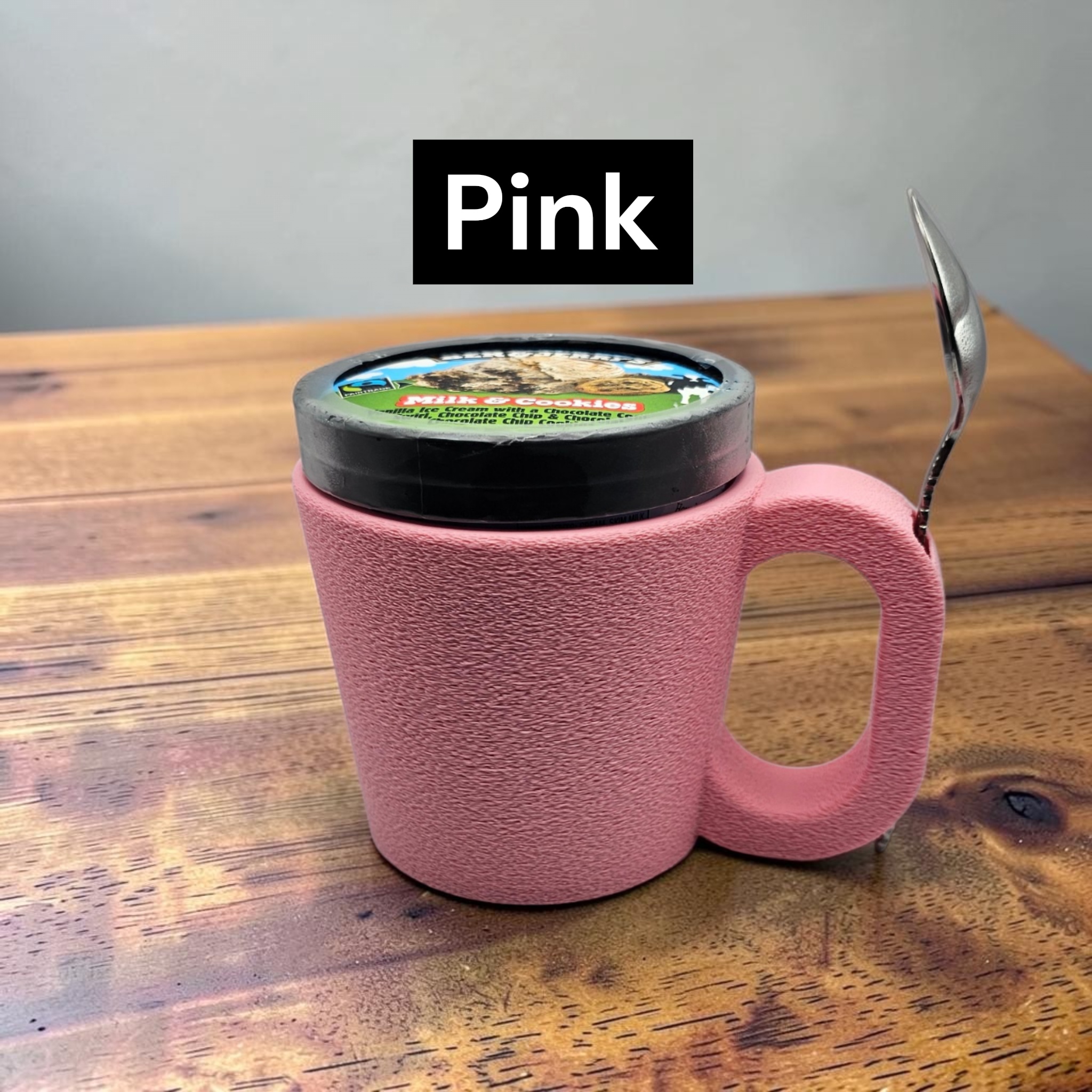 Pint Ice Cream Holder Mug Style with Spoon Holder -3D Printed