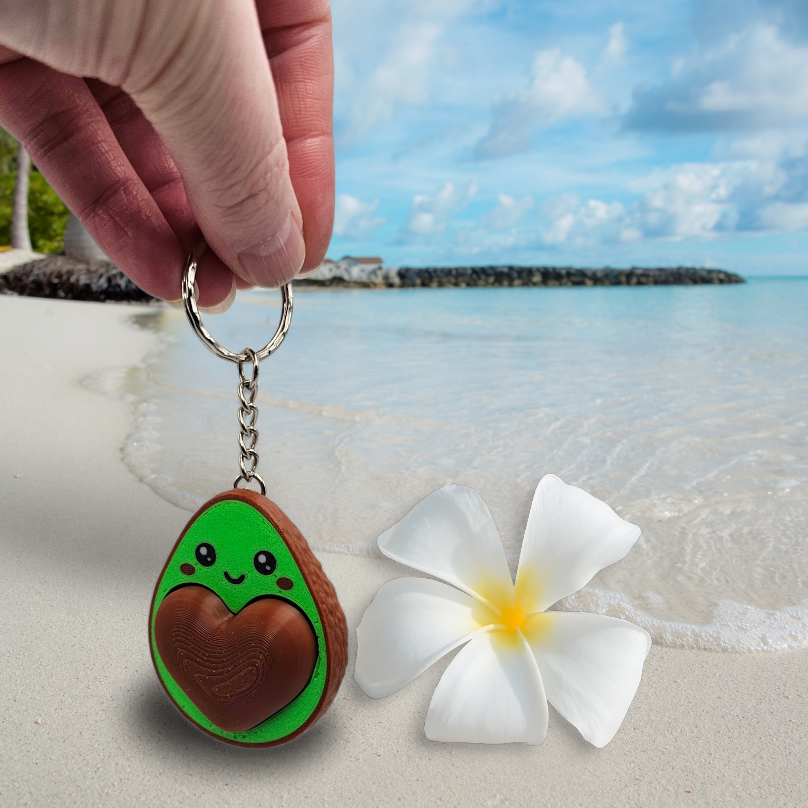 Avocado Heart Fidget Clicker Keychain - 3D Printed