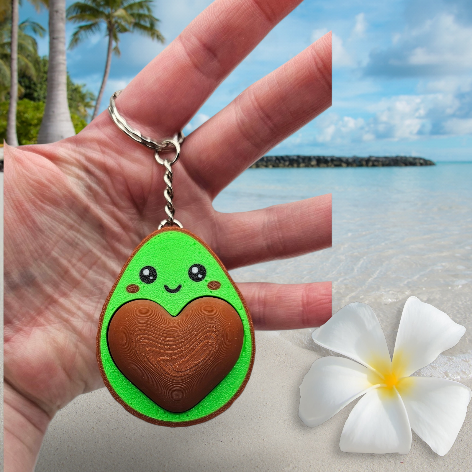 Avocado Heart Fidget Clicker Keychain - 3D Printed