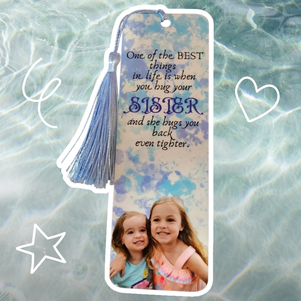 Personalized Photo Acrylic Bookmark - Sister Quote with Tassel & Gift Packaging