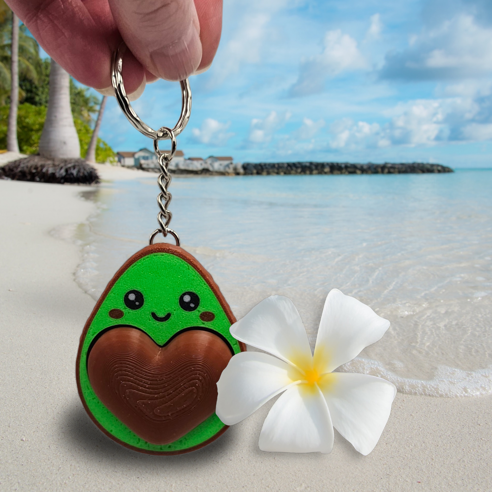 Avocado Heart Fidget Clicker Keychain - 3D Printed