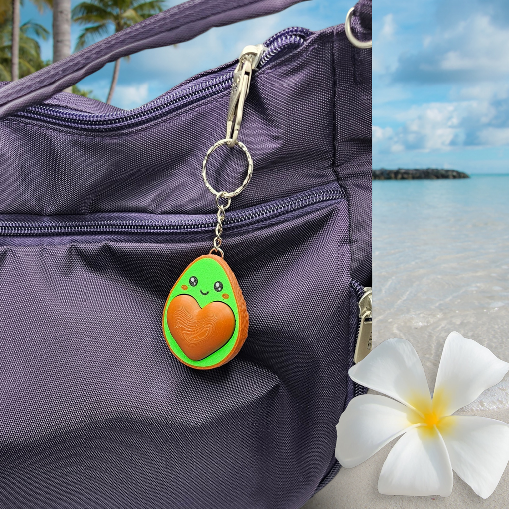 3D Printed Avocado Heart Fidget Clicker Keychain