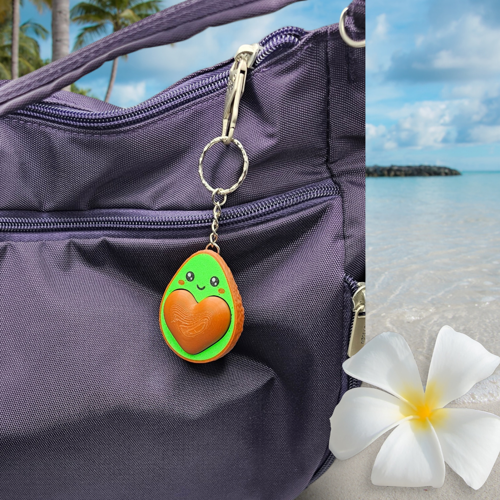 Avocado Heart Fidget Clicker Keychain - 3D Printed